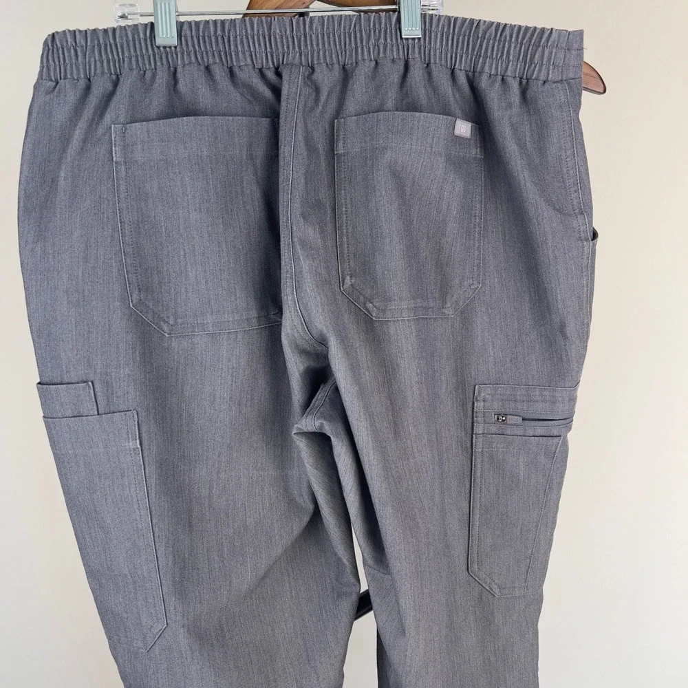 FIGS Technical Collection Scrub Pants Mens L Heather Charcoal Gray Teal